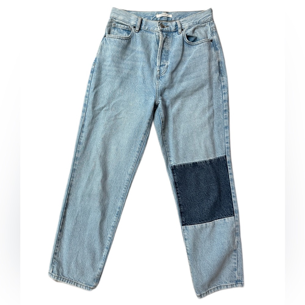PacSun Women's Button-Fly Patch High Rise Straight Jeans Light Blue Size 27